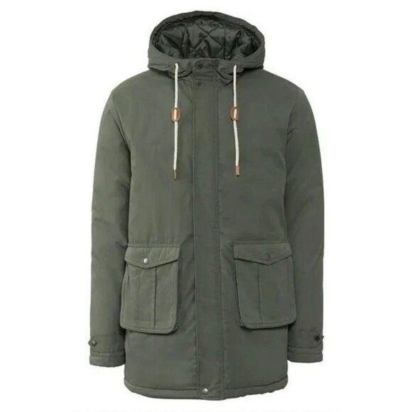 LIVERGY Urban Denim Winter Coat Men's Parka Size 42 Army Green Jacket - Picture 11 of 11